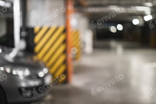 Preview: Blurred underground car park with indistinct background lighting