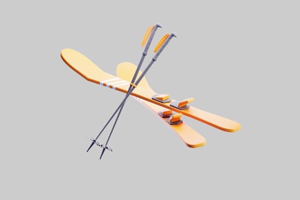 Preview: Orange skis with poles