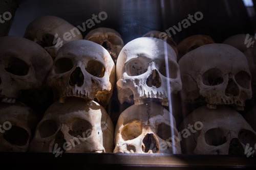 Preview: Human bones and skulls in tomb in Cambodia death fields