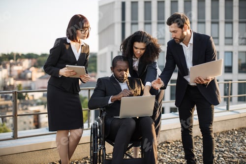 Preview: Diverse employees reporting about performed work to boss
