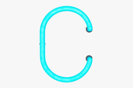 Preview: Glowing Blue Neon Letter C Sign