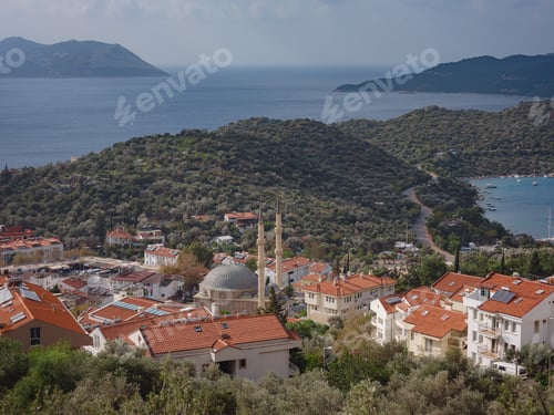 Preview: Harbour of city Kas or Kash in Turkey and Greek island Kastelorizo