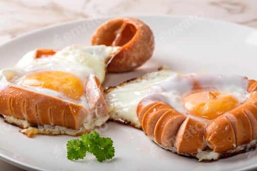 Preview: Fried sausages and eggs