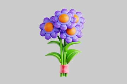 Preview: Cartoon purple flowers bouquet