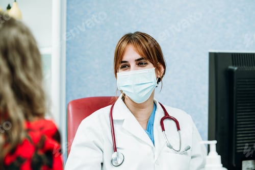 Preview: Happy Young Female Doctor check up a Patient in Hospital desk