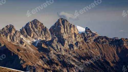 Preview: Beautiful shot of Italian Dolomites on background of the gloomy sky