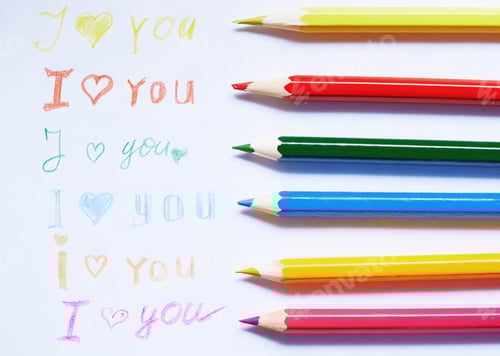 Preview: Colorful Pencils with Handwritten Love You Message