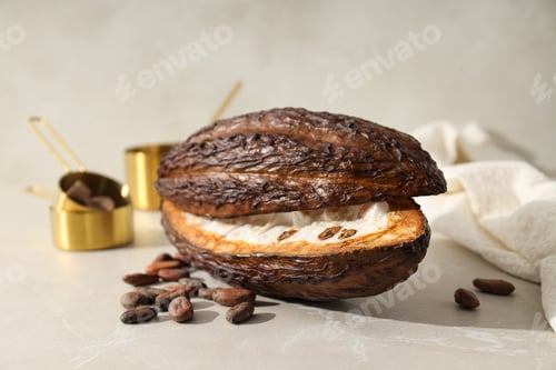 Preview: Concept of fresh and aromatic food - cacao beans