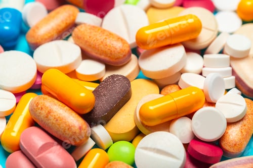 Preview: Various types of pills and capsules on a surface in a bright setting