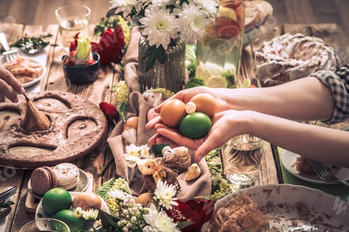 Preview: Home Holiday friends or family at the festive table