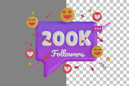 Preview: 200K Followers 3D Icon