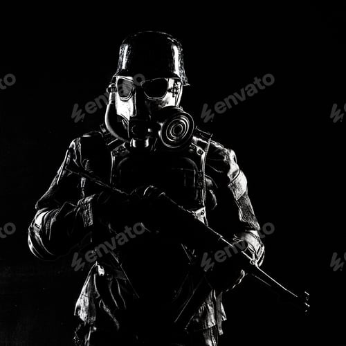 Preview: Futuristic nazi soldier studio shot