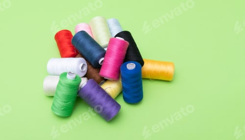 Preview: Various spools of sewing cotton thread of different colors