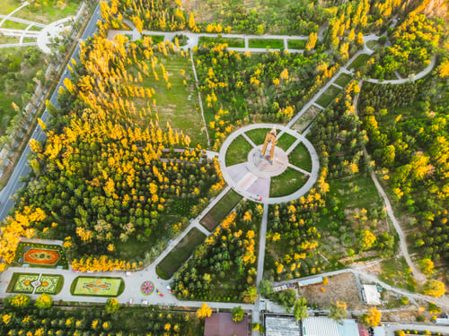 Preview: Aerial view of Victory park in Bishkek city Kyrgyzstan