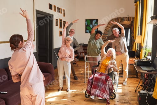 Preview: Senior People Stretching in Retirement Home