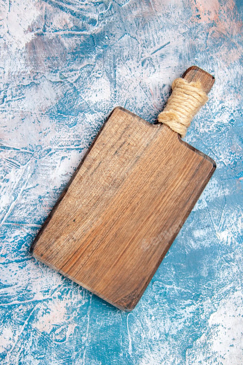 Preview: top view brown wooden desk on a blue background color ocean sea water photo