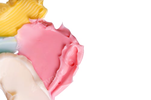 Preview: Swatch texture of colorful cream cray, cosmetics for face and body on a isolated background. Drop