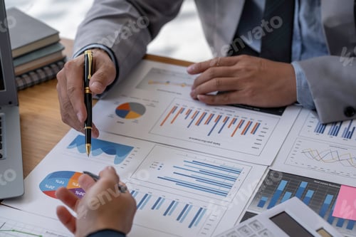 Preview: Analyzing results, Businessman accountant or financial expert analyze business report graph and fina