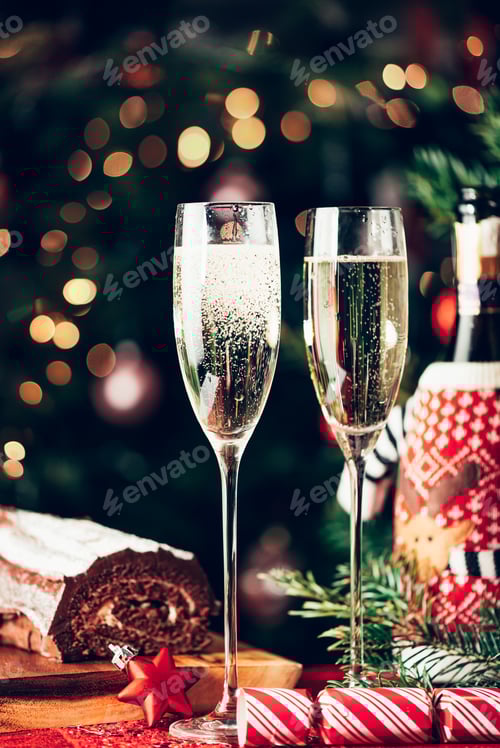 Visualização: Festa de Natal ou Ano Novo com champanhe