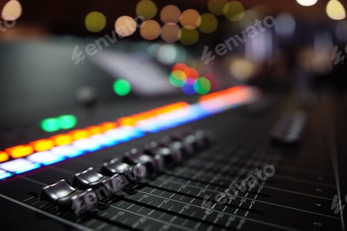 Preview: Closeup shot of DJ equipment with a bokeh background