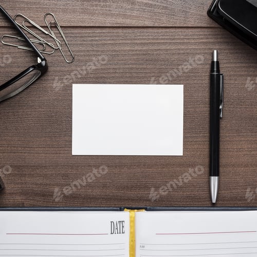 Preview: Office Brown Wooden Table With Some Objects