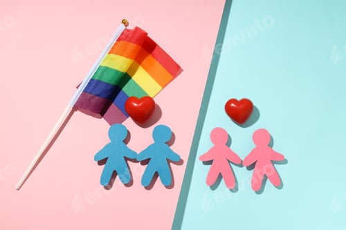Preview: Concept of lgbtq parents family on two tone background