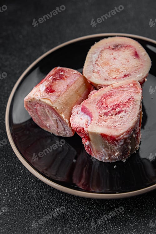 Preview: raw bone food fresh bone marrow healthy eating cooking appetizer meal food snack on the table