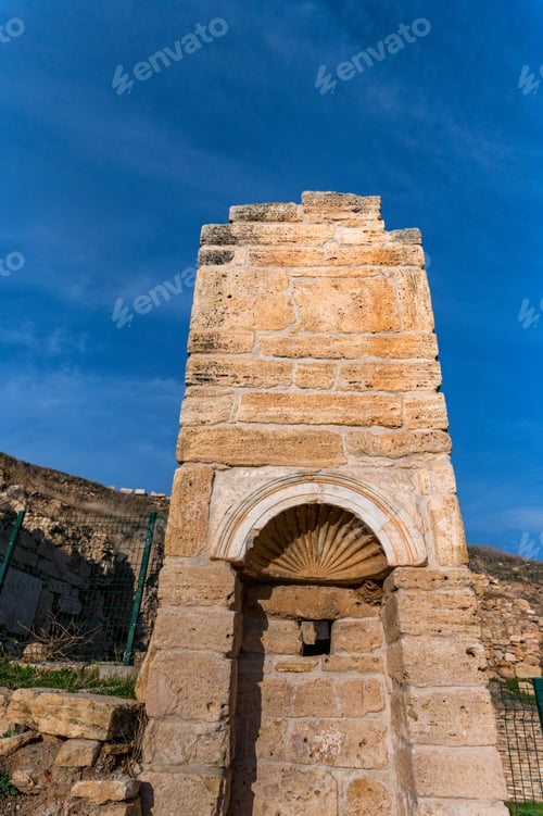 Preview: Ruins of the ancient spring of piligrims in city of Hierapolis in Turkey