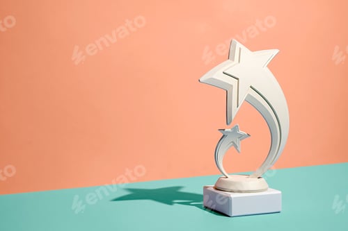Preview: Dual shooting star trophy over a bicolor background