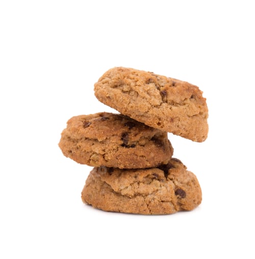 Preview: Stacked Chocolate Chip Cookies on a White Background
