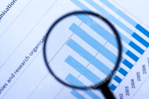 Preview: Magnifying Glass Focused on Light Blue Bar Chart