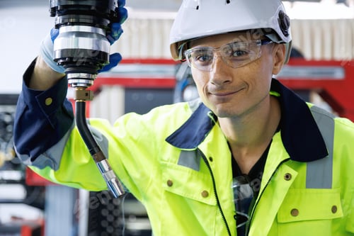 Preview: machine engineer students study and control robot arm in engineering academy at university.