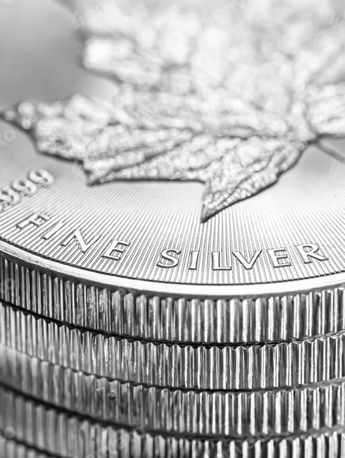 Preview: Macro Close up of a Silver Canadian Maple Leaf Bullion Coin
