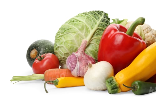 Preview: Different fresh ripe vegetables isolated on white