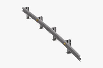 Curved W-Beam Guardrail Roadside Protection System