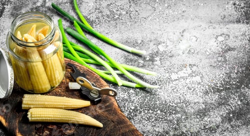 Preview: Marinated corn in glass jar.