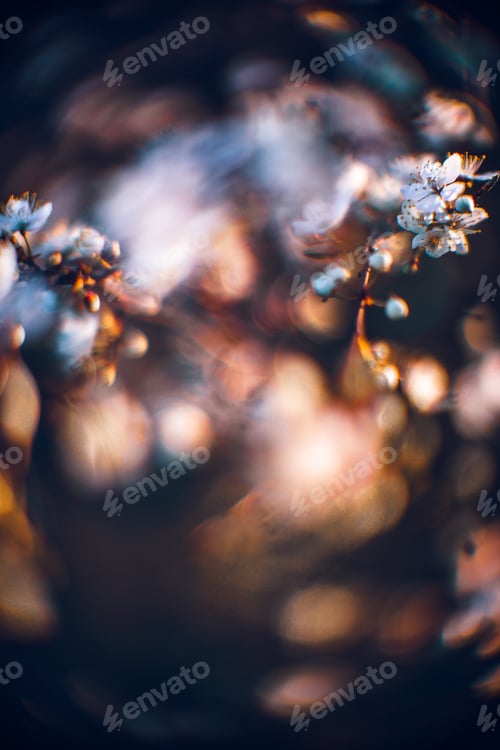 Preview: Closeup shot of a beautiful blossomed cherry tree was a beautiful spring, flowery background