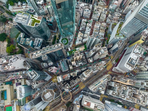 Preview: Causeway Bay, Hong Kong 03 February 2022: Top down view of Hong Kong city