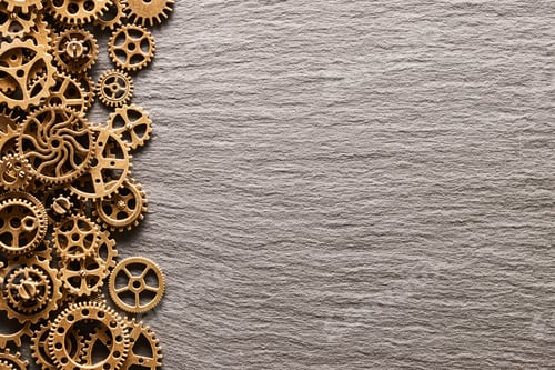 Preview: Various metal cogwheels and gear wheels