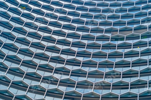 Preview: Office buildings windows. Glass architecture facade design with reflection