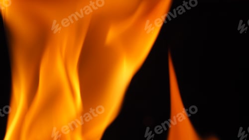 Preview: Close-up images of fire burning on black background