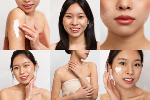 Preview: Korean Woman Applying Moisturizer And Facial Cream On Her Skin