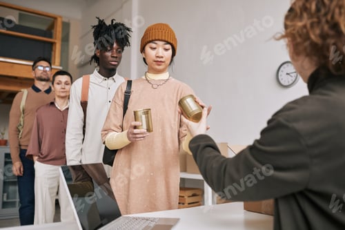 Preview: People Lining at Donations Center