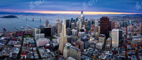 Preview: Aerial View of San Francisco Skyline at Sunrise