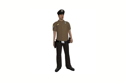 Preview: Police officer in khaki uniform with radio