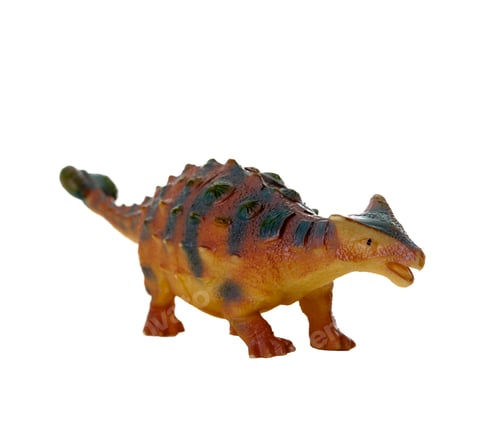 Preview: Detailed toy replica of a colorful ankylosaurus dinosaur isolated on a white background