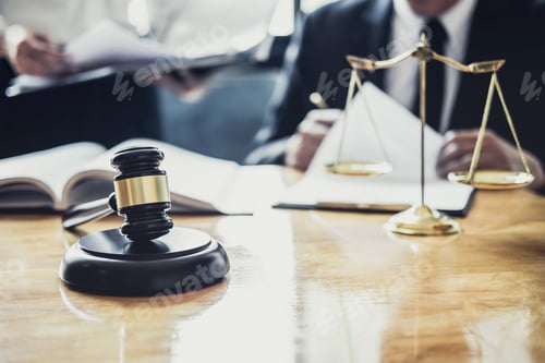 Preview: Male lawyer or Counselor working in courtroom have meeting with client are consultation with