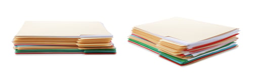 Preview: Documents in colorful file folders isolated on white, collage