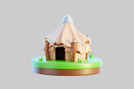 Preview: Cartoon tent on base platform
