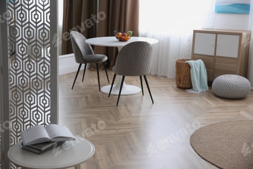 Preview: Modern living room with parquet floor and stylish furniture